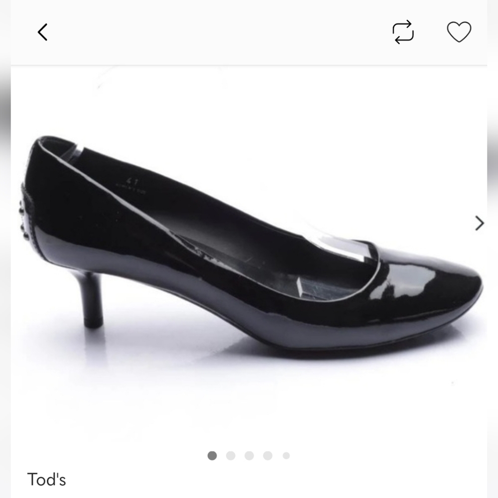 Tod's Glossy Black Kitten 2" Heels 38.5